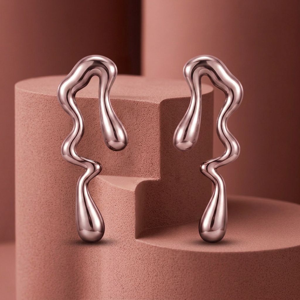 Brinco Essencial Contorno Orgânico Prata - Imagem 5