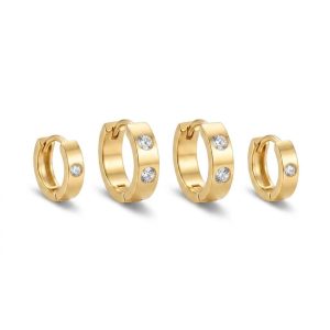 Brinco Essencial Argola Dupla com Zircônia Dourado