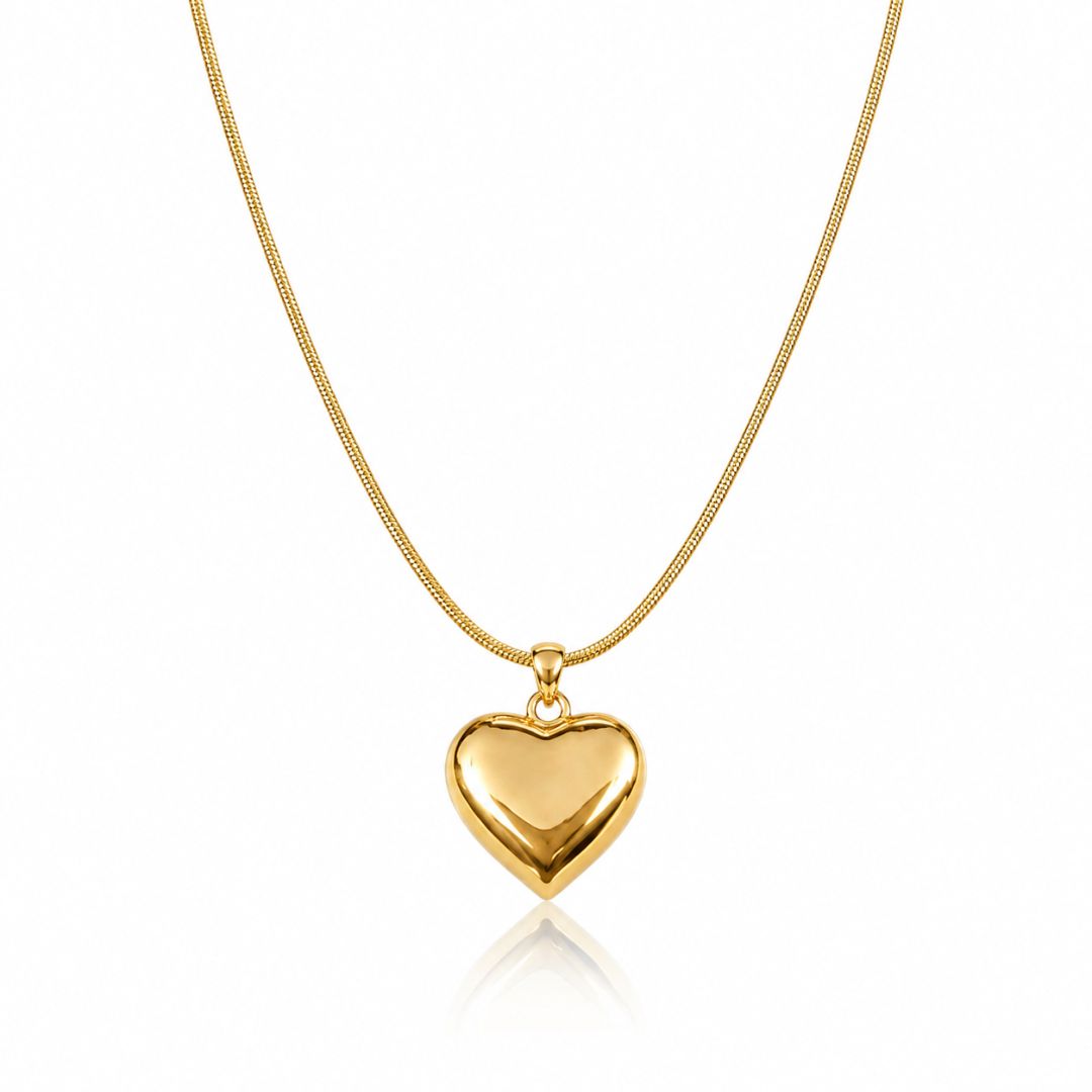 Colar Choker Coração Grande Liso Ouro 18K Essencial