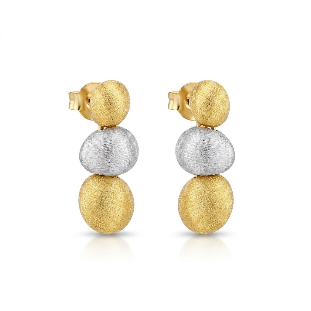 Brinco Fosco Bicolor Orgânico Ouro 18K - Imagem 2