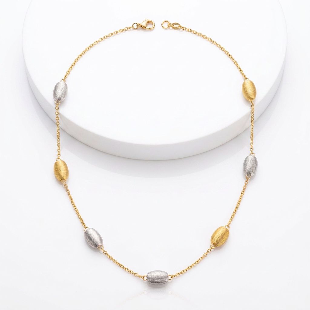 Colar Fosco Bicolor Orgânico Ouro 18K - Imagem 2