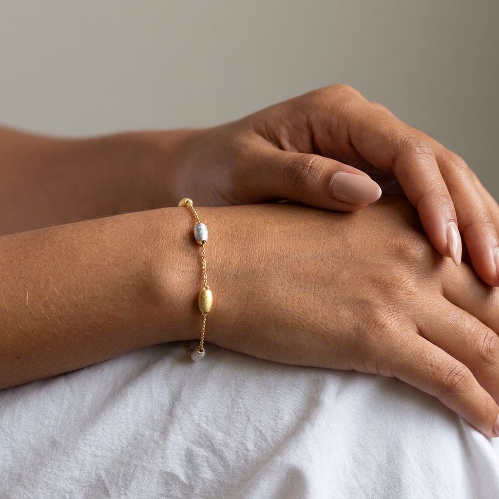 Pulseira Fosco Bicolor Orgânico Ouro 18K - Imagem 2