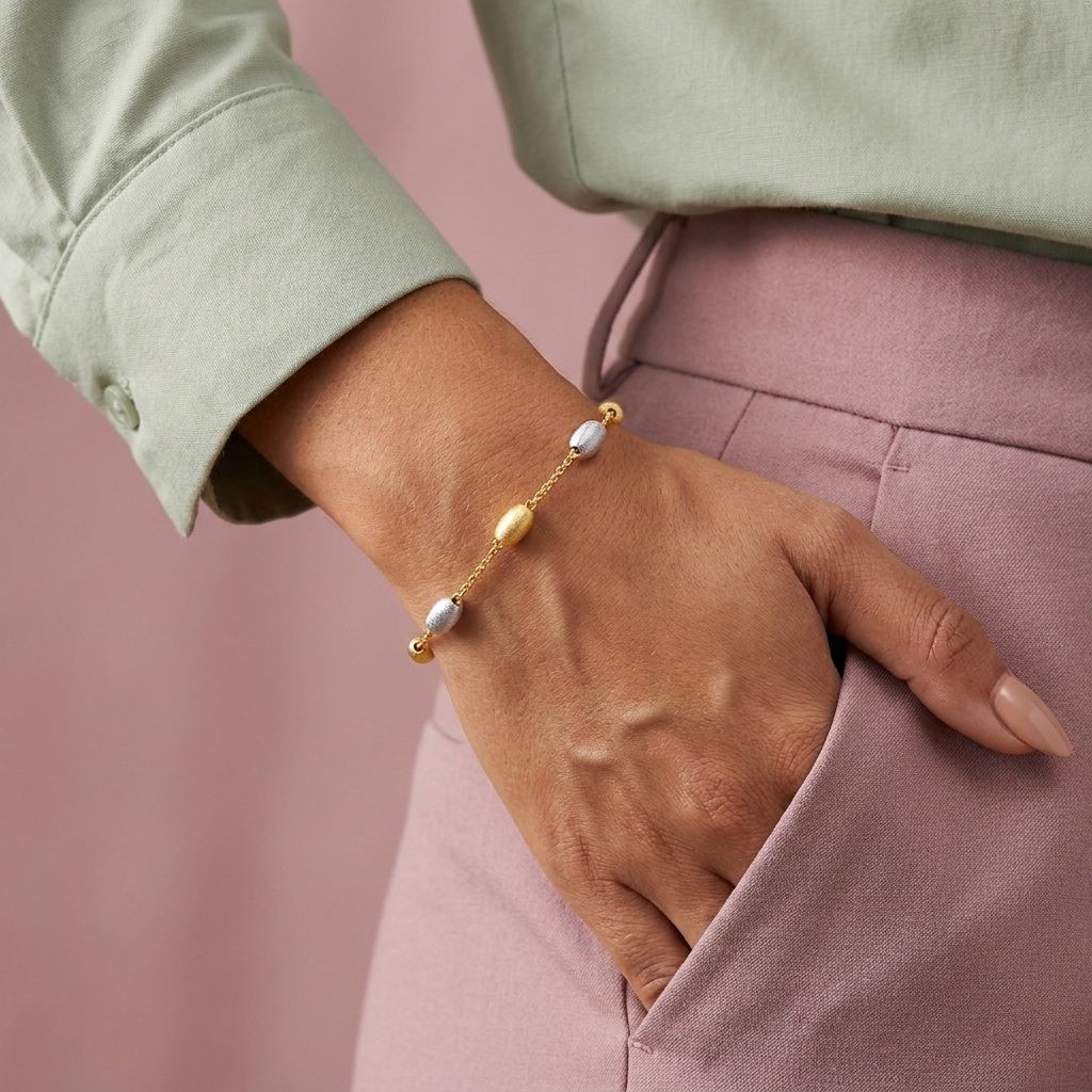 Pulseira Fosco Bicolor Orgânico Ouro 18K - Imagem 3