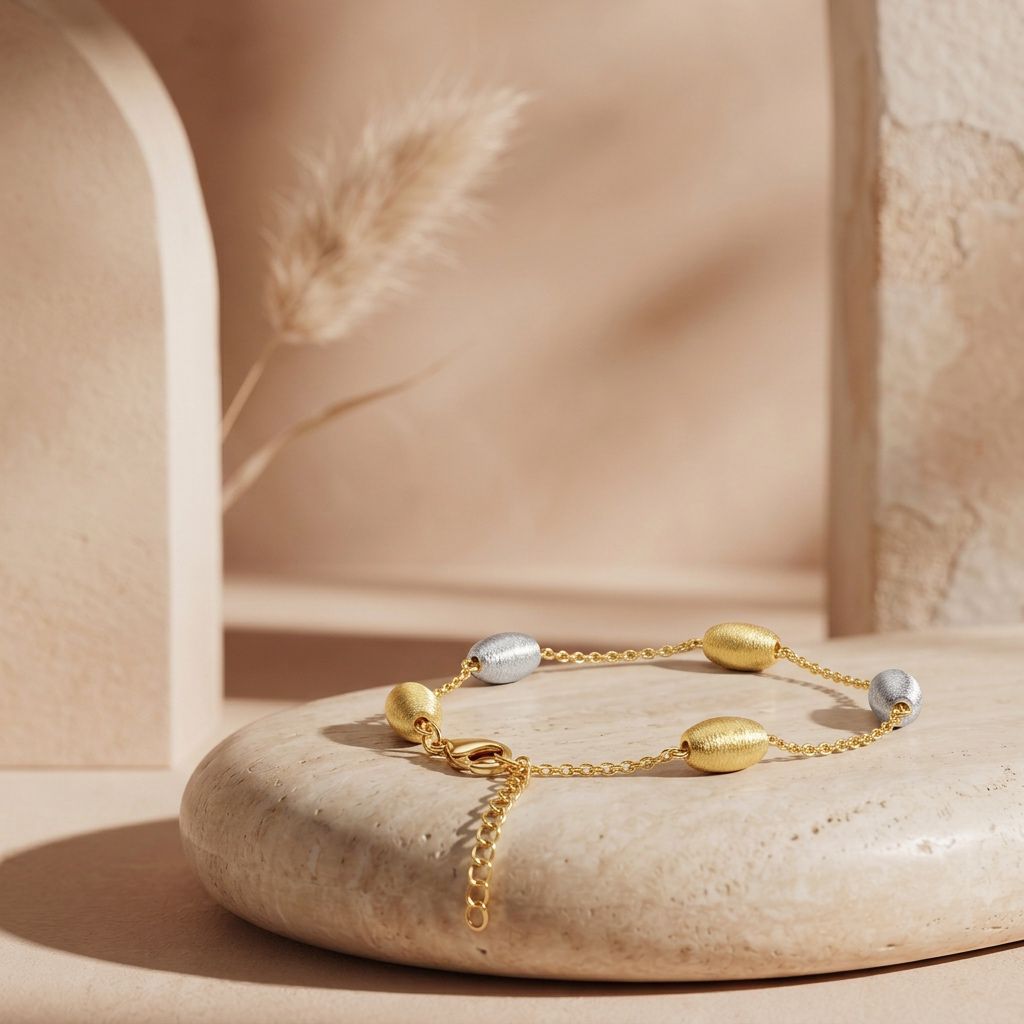 Pulseira Fosco Bicolor Orgânico Ouro 18K - Imagem 4