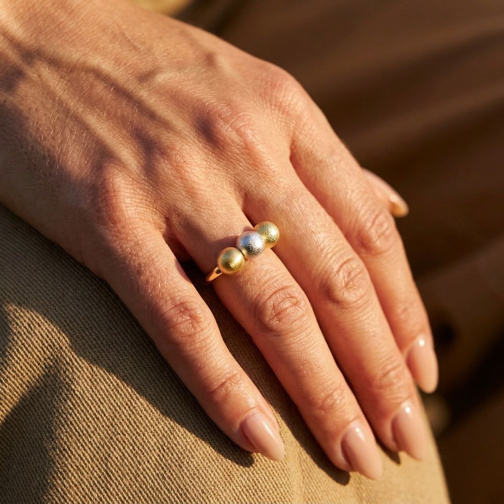Anel Fosco Bicolor Orgânico Ouro 18K - Imagem 2