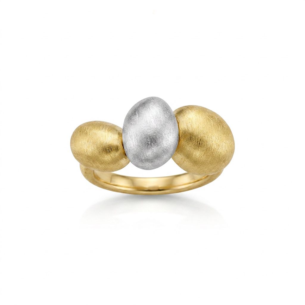 Anel Fosco Bicolor Orgânico Ouro 18K - Imagem 4