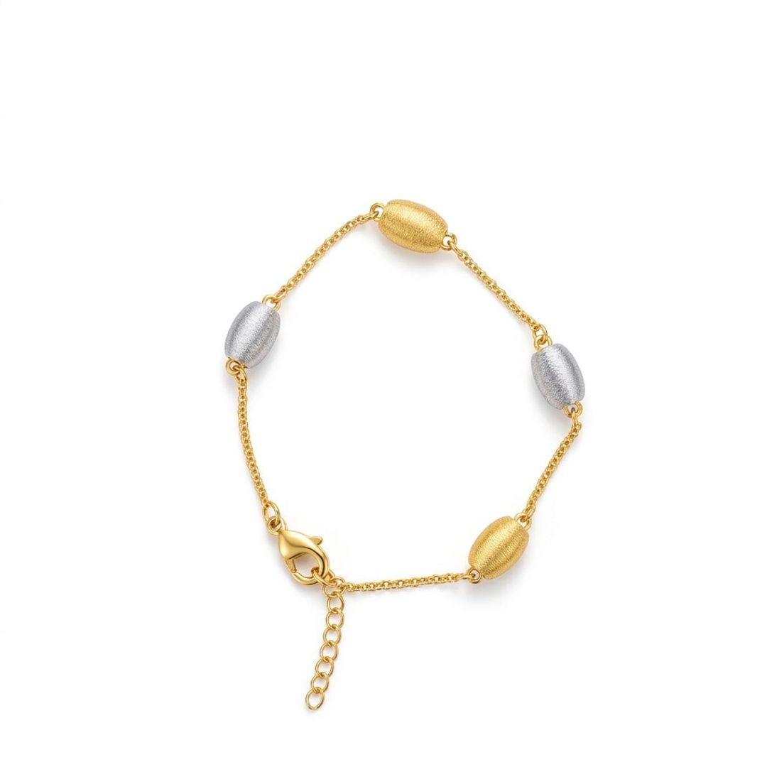 Pulseira Fosco Bicolor Orgânico Ouro 18K