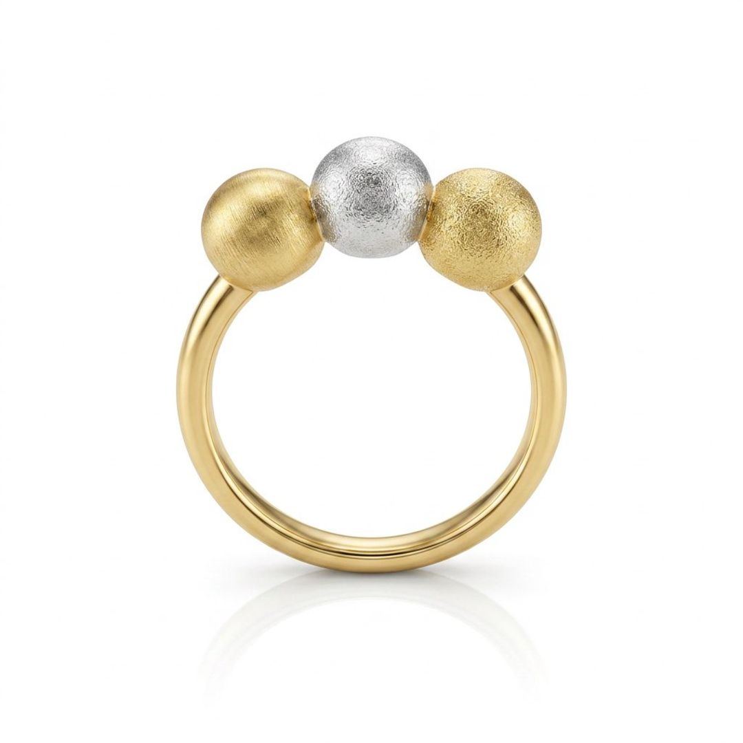 Anel Fosco Bicolor Orgânico Ouro 18K