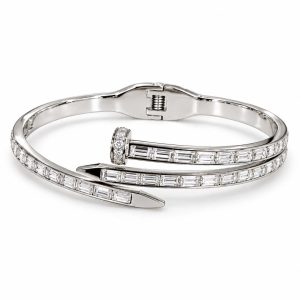 Bracelete Prego 3 Voltas Vidrilho Cristal Prata