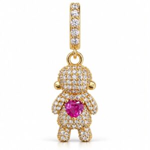 Pingente Filhos Menina Cravejado Ouro Rosa.