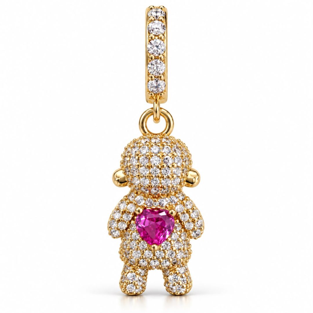 Pingente Filhos Menina Cravejado Ouro Rosa.