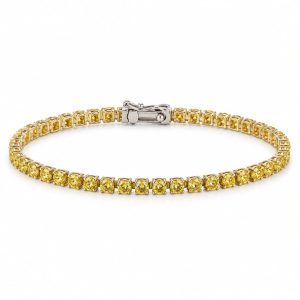 Pulseira Riviera Zirconia Citrino Rodio