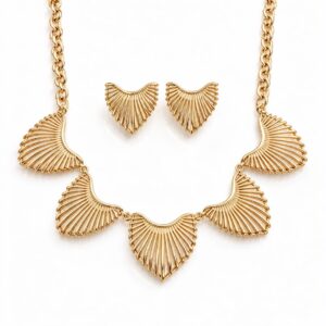 Conjunto Boho Dourado Colar Brinco