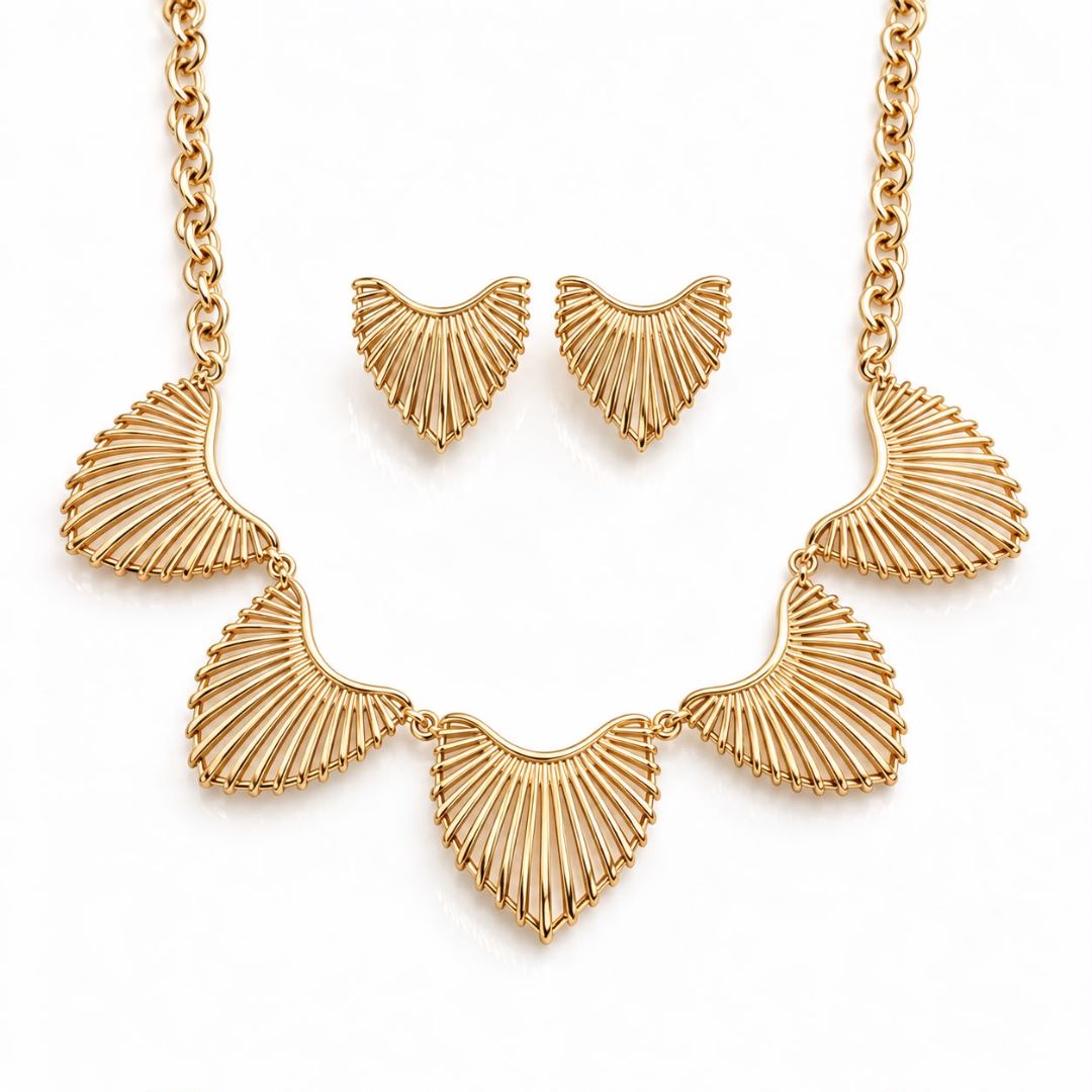 Conjunto Boho Dourado Colar Brinco