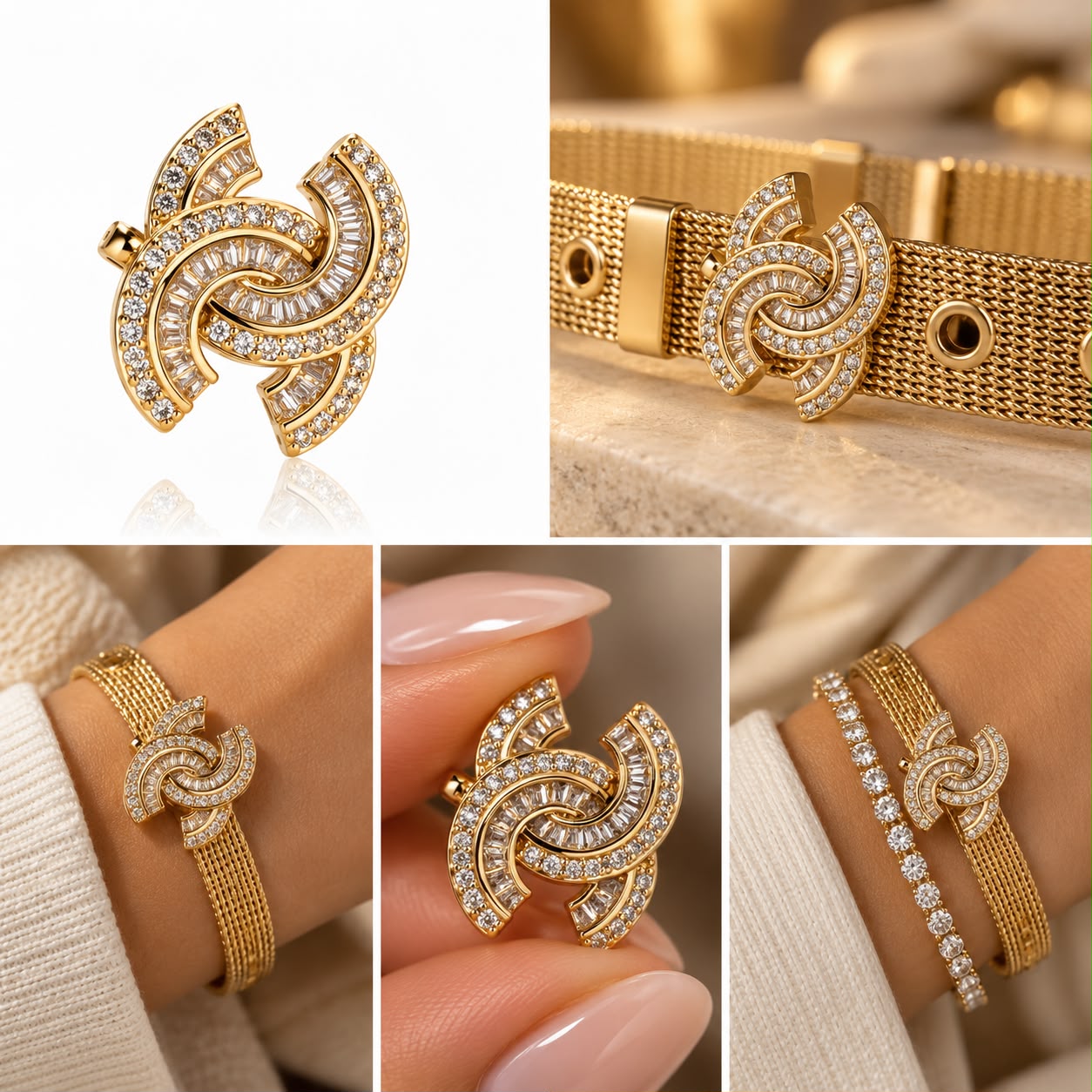 Pingente Charm Entrelaçado Dourado - Imagem 6