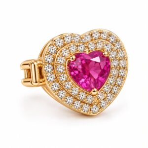 Pingente Charm Coraçao Pink Ouro