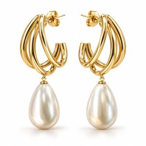 Brinco Perola Argola Ouro